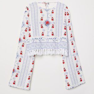 ‼️ H&M Floral Printed Tassel Short Blouse